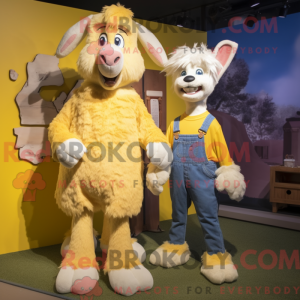 Maskot-karakter av en gul...