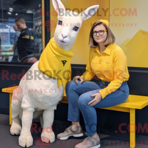 Maskot postava žluté...