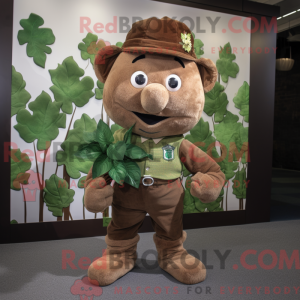 Maskot-karakter av en brun...
