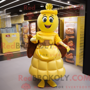 Maskot karakter af en gul...