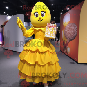 Mascot karakter van gele...