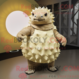 Maskotkarakter af en beige...