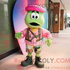 Mascottefiguur van een roze...
