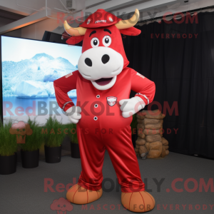 Maskot-karakter av en rød...