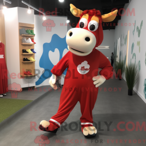 Maskot-karakter av en rød...