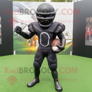 Black American Football Helmet mascot costume character dressed with a Sheath Dress and Bracelets