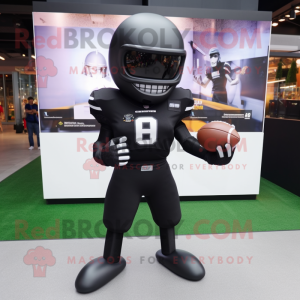 Black American Football Helmet mascot costume character dressed with a Sheath Dress and Bracelets