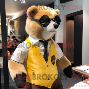 Mascottefiguur van een gele...