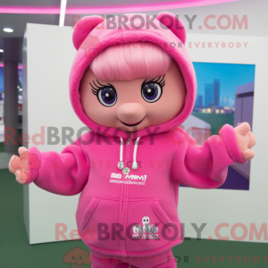 Maskot karakter av en rosa...