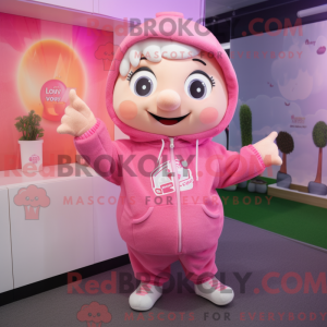 Maskot karakter av en rosa...