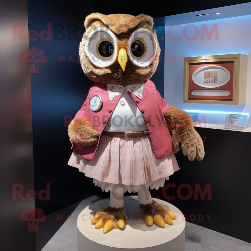 nan Owl mascot costume character dressed with a Wrap Skirt and Coin purses