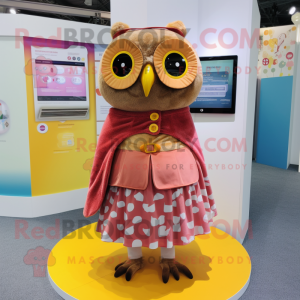 nan Owl mascot costume character dressed with a Wrap Skirt and Coin purses