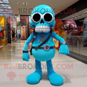 Sky Blue Skull maskot...