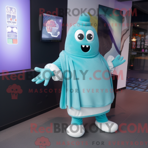 Maskotkarakter af et cyan...