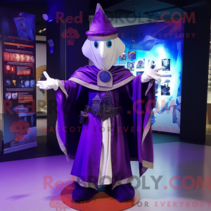 Maskot karakter av en lilla...