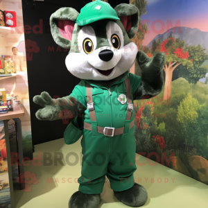 Forest Green Bracelet mascot costume character dressed with a Dungarees and Brooches