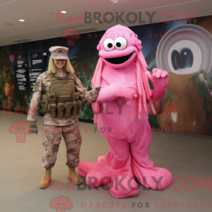 Maskotkarakter av en Pink...