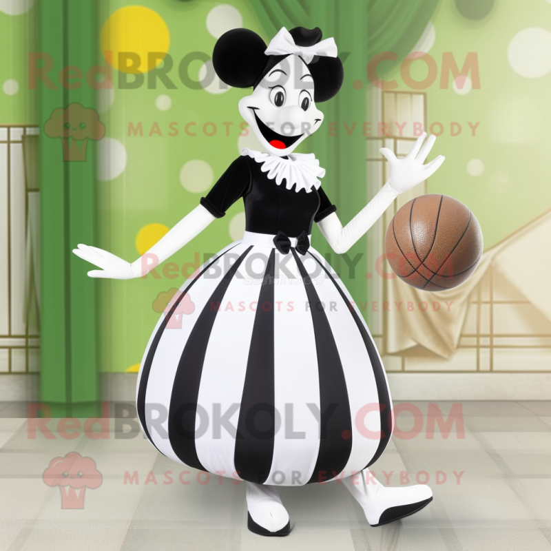 Olive Mime mascot costume character dressed with a Ball Gown and Shoe clips Olive Mime mascot costume character dressed with a Ball Gown and Shoe clips