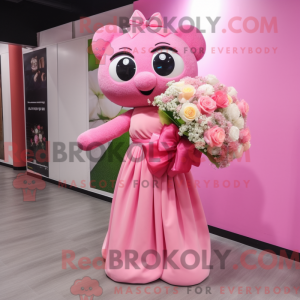Maskottchenfigur eines rosa...