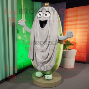Silver Melon mascot costume character dressed with a Henley Tee and Shawl pins