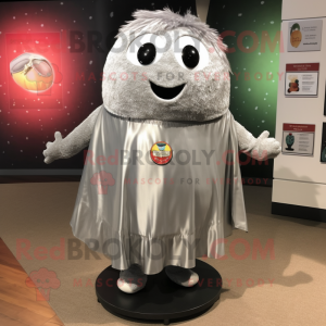 Silver Melon mascot costume character dressed with a Henley Tee and Shawl pins