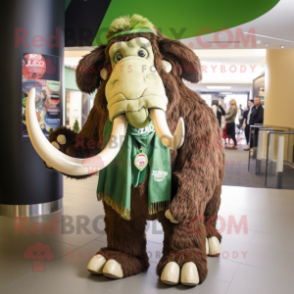 Olive Mammoth mascot costume character dressed with a Skinny Jeans and Scarves