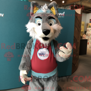 Maskotfigur av en Say Wolf...