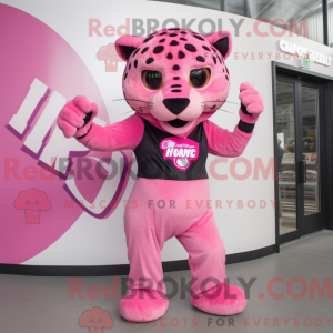 Maskotfigur af en Pink...