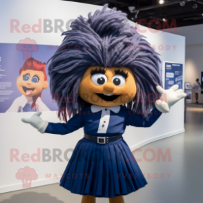 Navy Bracelet mascot costume character dressed with a Pleated Skirt and Hair clips