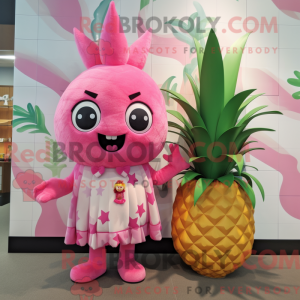 Maskottchenfigur einer rosa...
