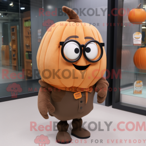 Maskot postava hnědé dýně...
