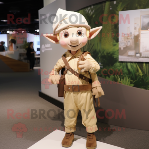 Beige Elf maskot kostume...