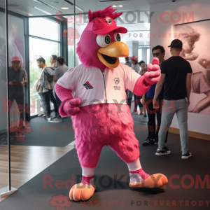 Maskot-karakter av en rosa...