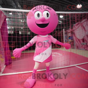 Maskotfigur av et rosa...