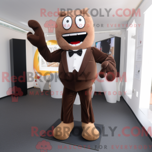 Maskot-karakter av en brun...