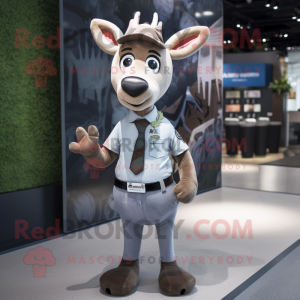 Silver Deer mascot costume character dressed with a Chinos and Belts