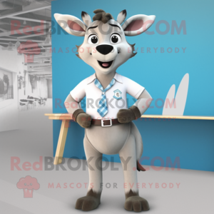 Silver Deer mascot costume character dressed with a Chinos and Belts