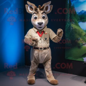 Silver Deer mascot costume character dressed with a Chinos and Belts