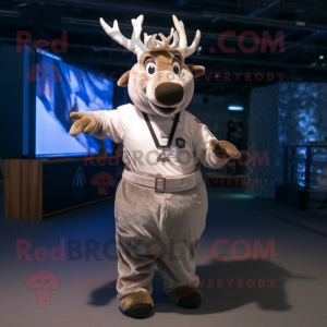 Silver Deer mascot costume character dressed with a Chinos and Belts