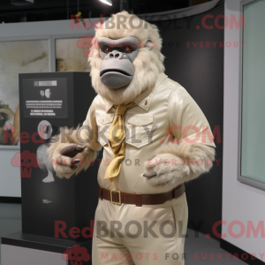 Maskotkarakter af en beige...