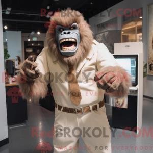 Maskotkarakter af en beige...