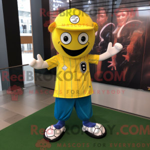 Maskot-karakter av et gult...