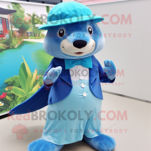 Blauer Otter Maskottchen...