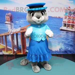 Blue Otter maskot kostume...