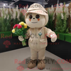 Maskot karakter af en beige...