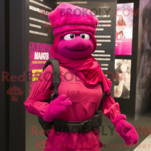 Maskotfigur af en Magenta...