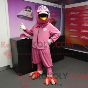 Maskottchenfigur einer rosa...