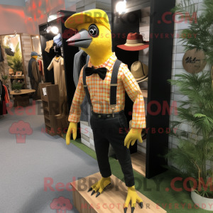 Maskot karakter af en gul...