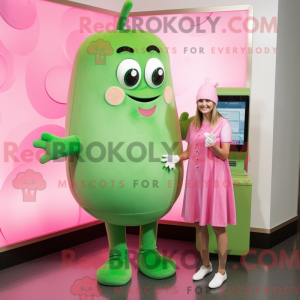 Maskotkarakter av en rosa...
