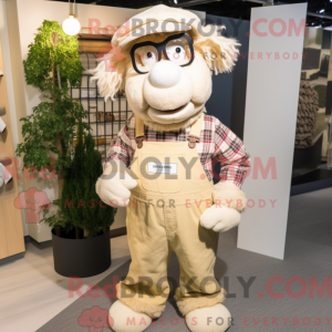 Maskotkarakter av en beige...